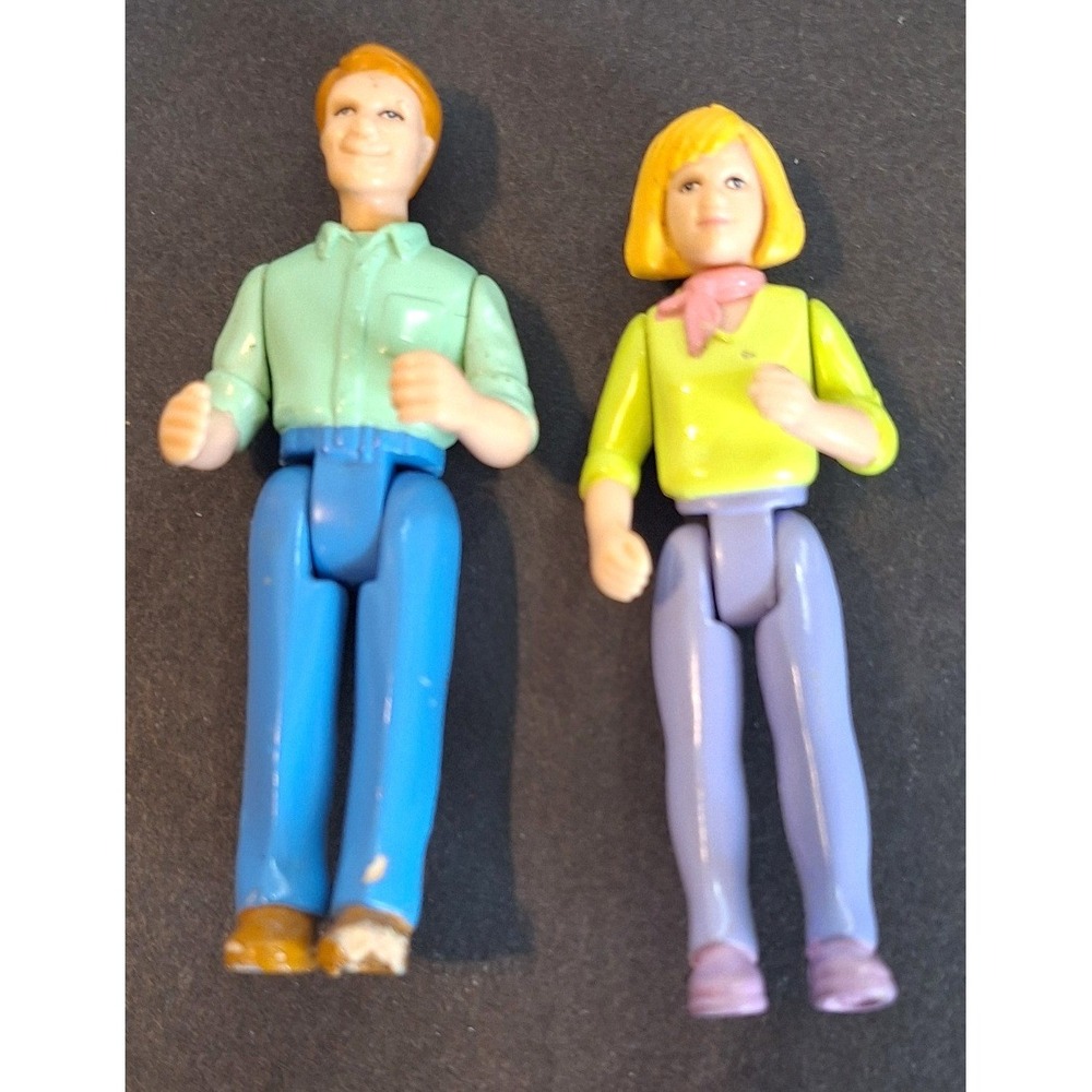 Vintage Fisher Price Loving Family Dollhouse Figures Mom Dad Red Blonde Hair